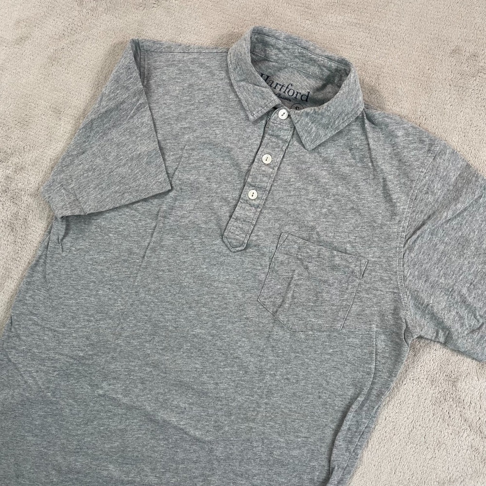 Hartford Alternative‎ Classics Polo Shirt Men Small Grey Slub Pocket Hula Girl